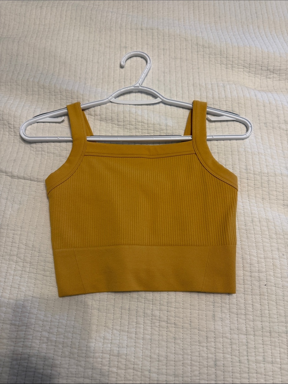 Abercrombie & Fitch Ribbed Mustard Square-Neck Crop Top